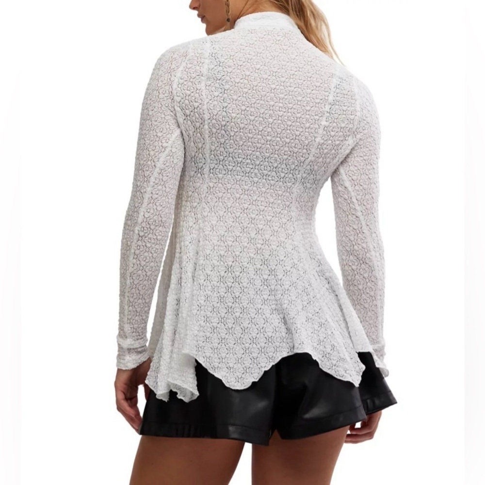 Free People Sheer Lace Button-Front Top – Ivory | Size M | NWT - Picture 3 of 10